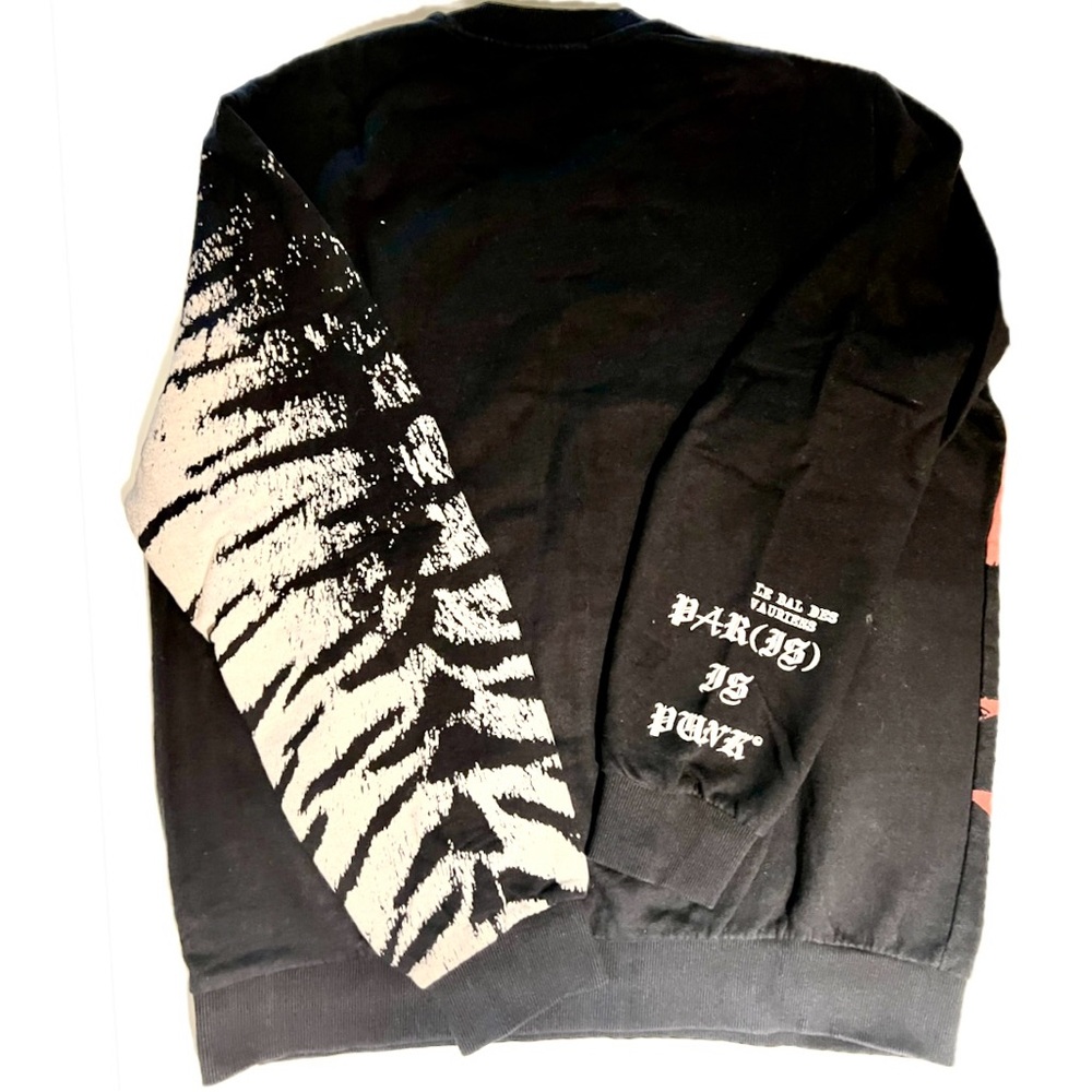Eleven Paris Black and Red Crewneck Sweater with Skull Design, Size L Price $80 - Picture 3 of 5